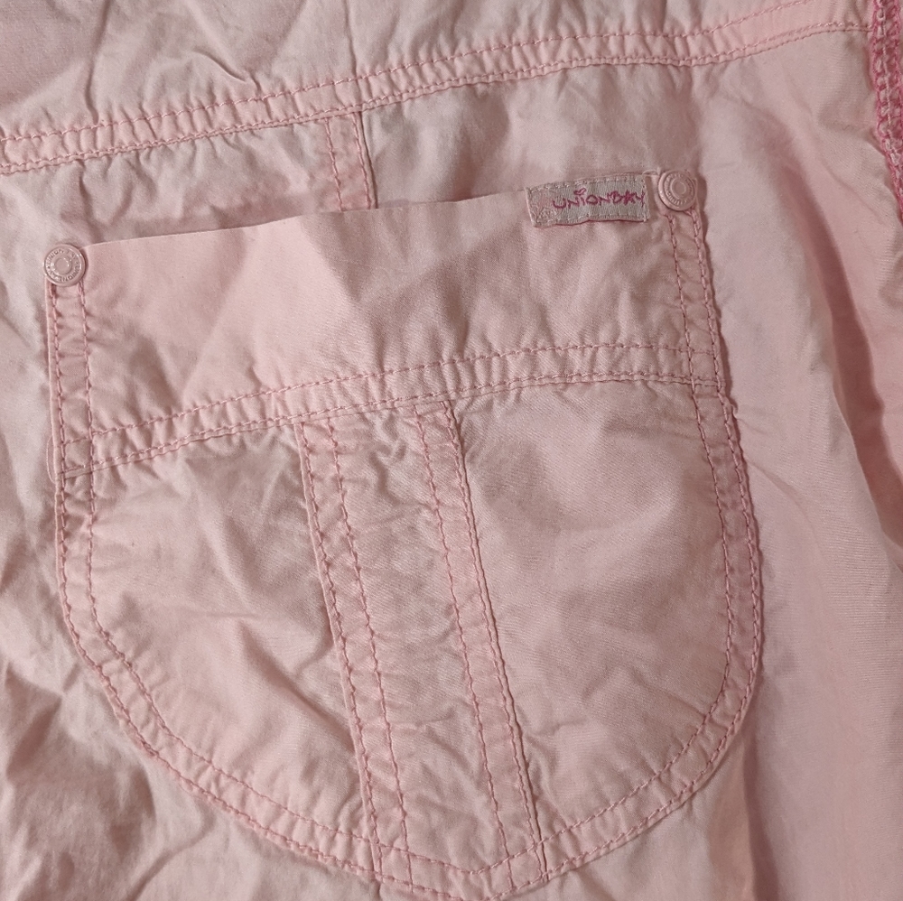 UNION BAY Capri Cargo Pants Juniors Pink Lightweight Tie Pockets - Picture 13 of 16